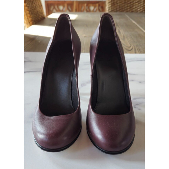 Gucci Women Pumps 38 US 8 Maroon Leather Interlocking G High Heels Slip On Shoes - Picture 3 of 14